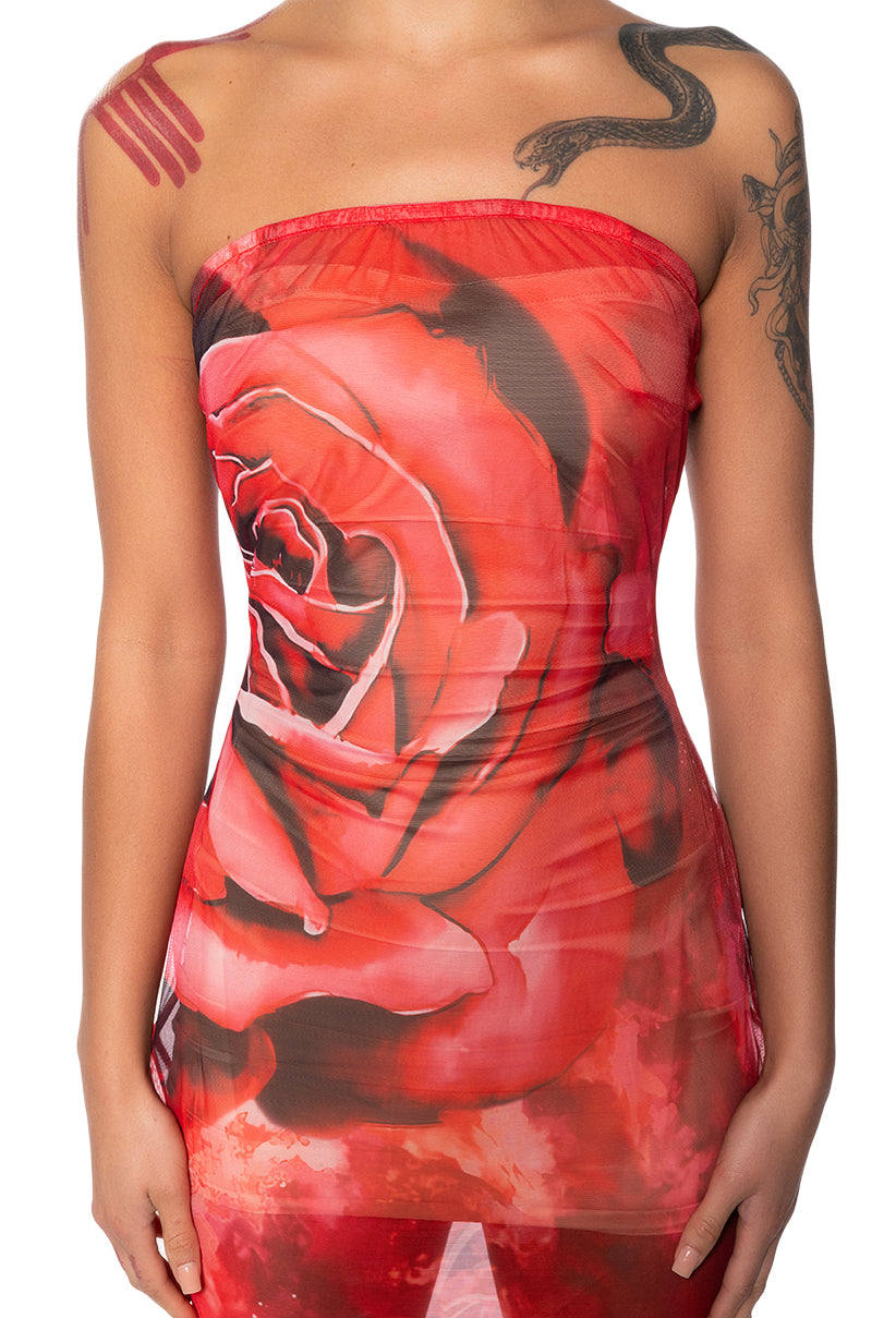 STOP AND SMELL THE ROSES MESH MAXI DRESS