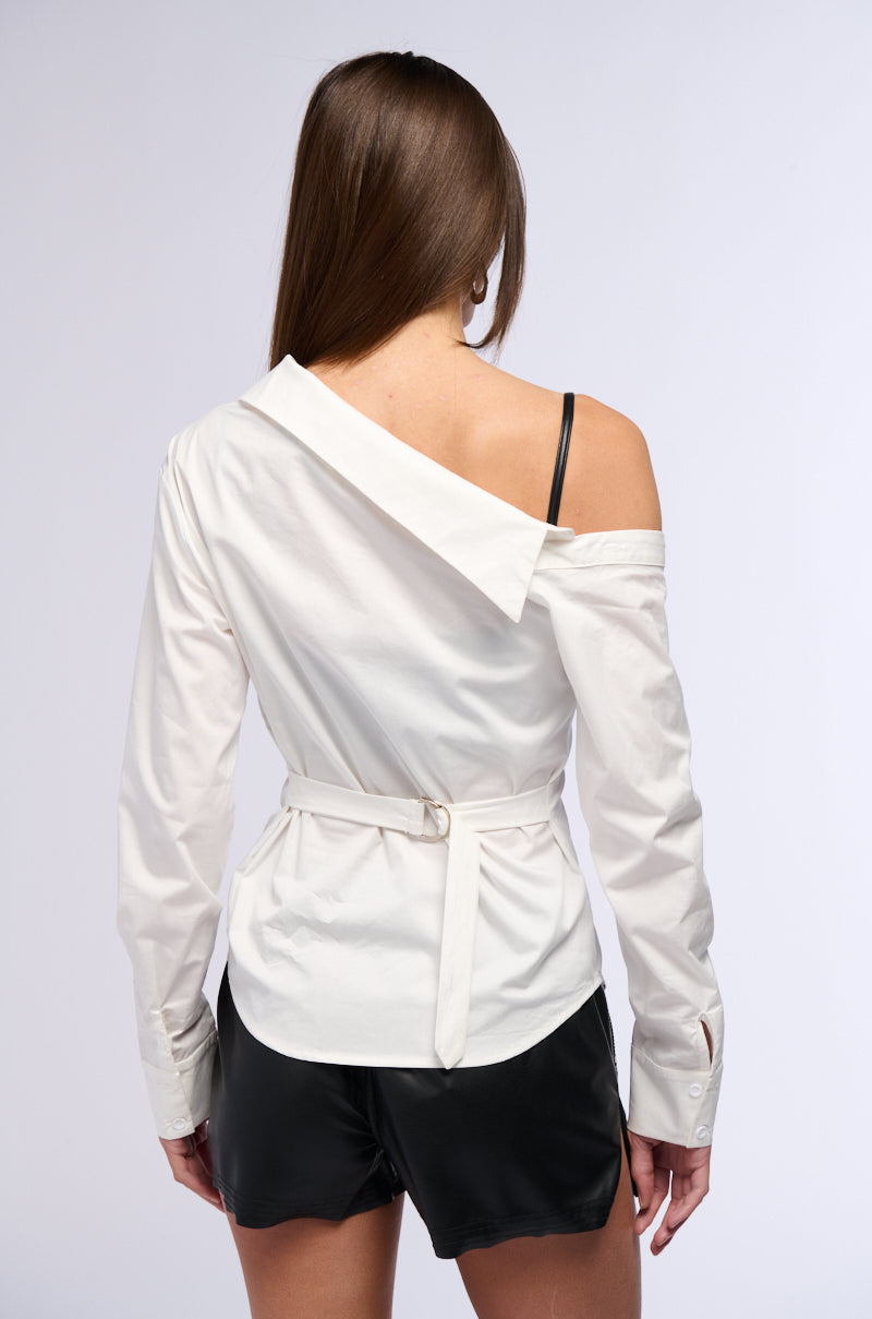 PEEK A BOO BUSTIER POPLIN SHIRT