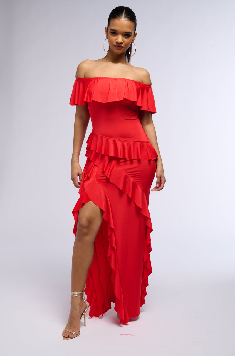 NOT THE EMOJI RUFFLE MAXI DRESS