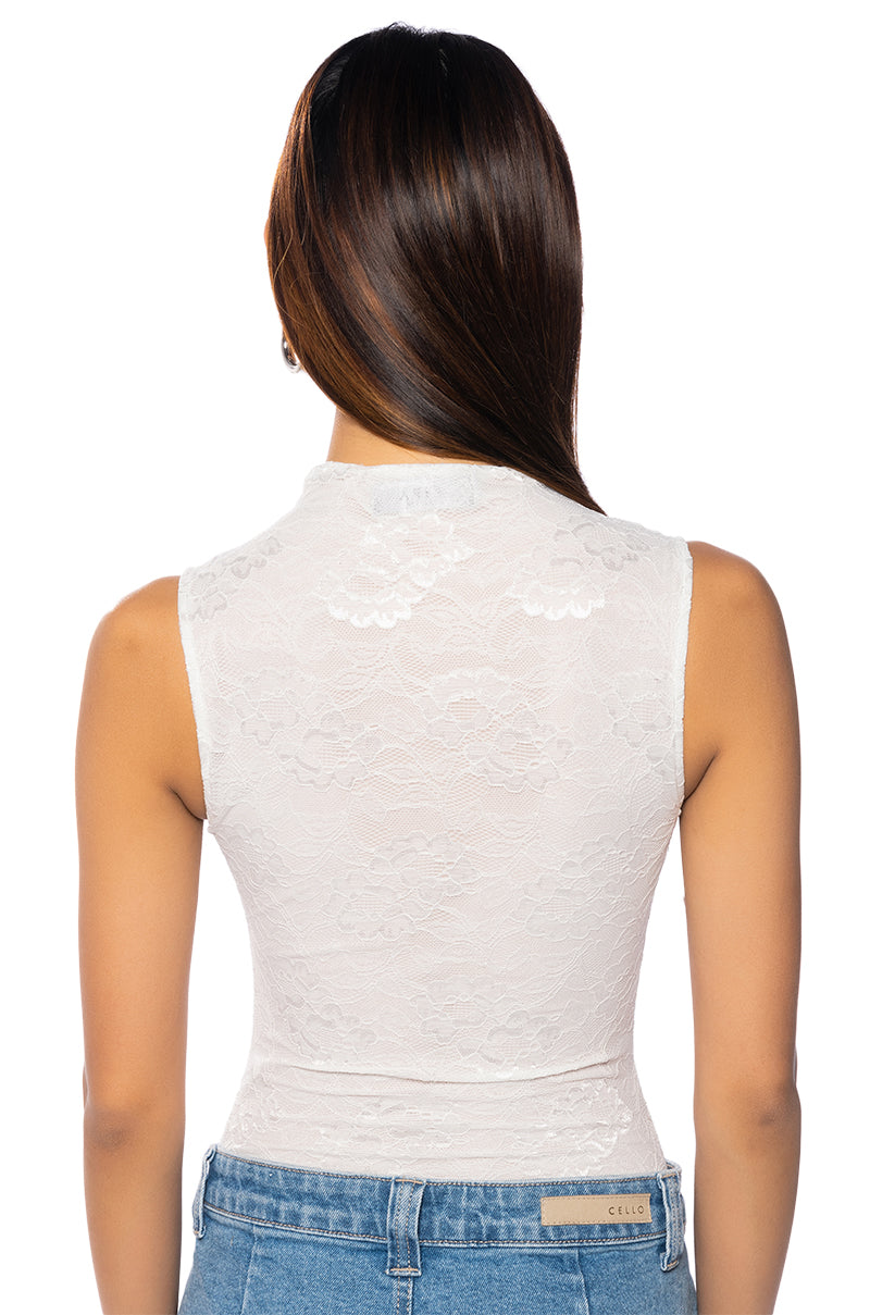 PHOENIX STRETCH LACE MOCK NECK BODYSUIT