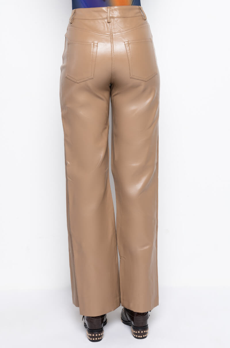 AMMO HIGH RISE FAUX LEATHER WIDE LEG PANTS