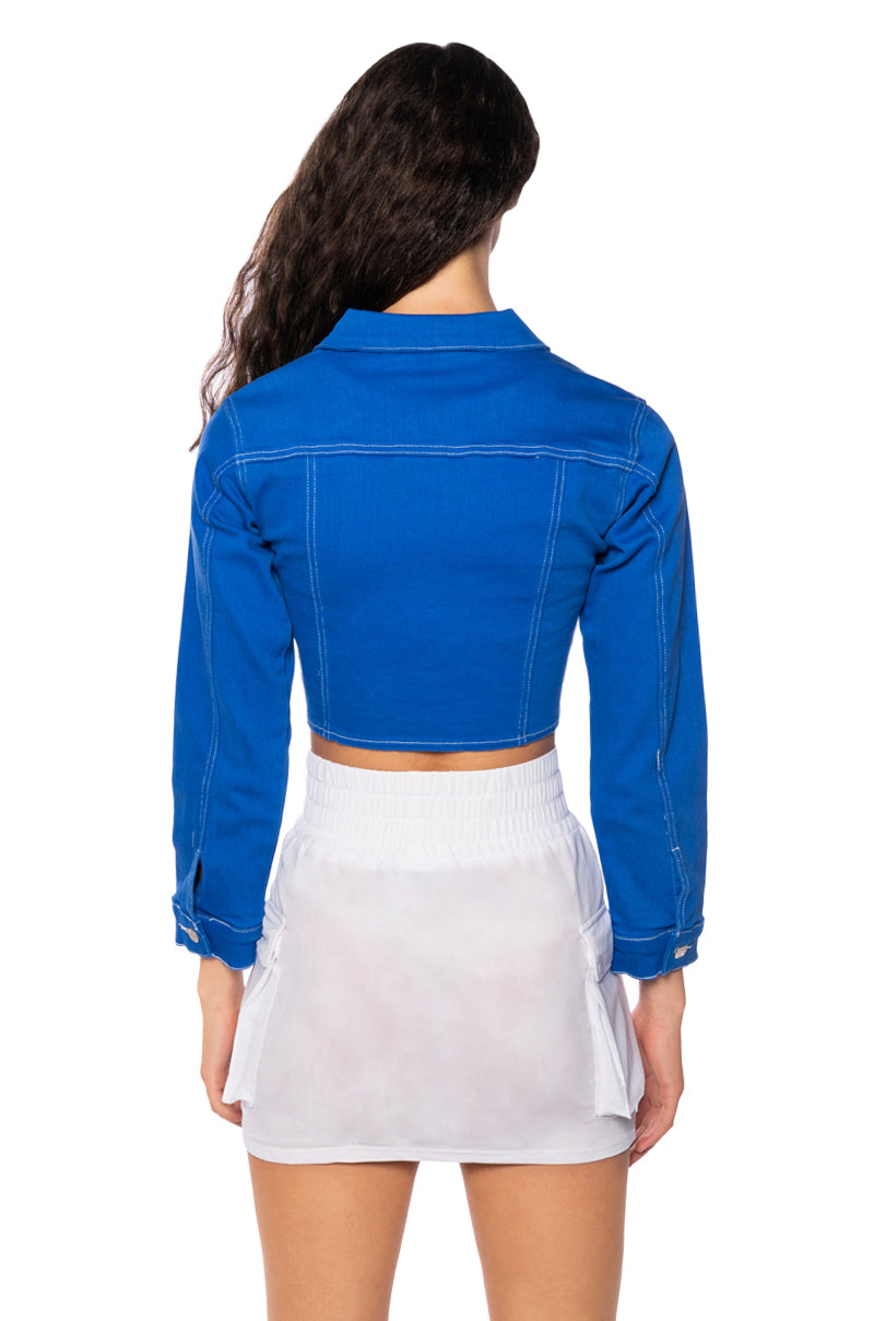 SKY IS THE LIMIT LONG SLEEVE DENIM TOP