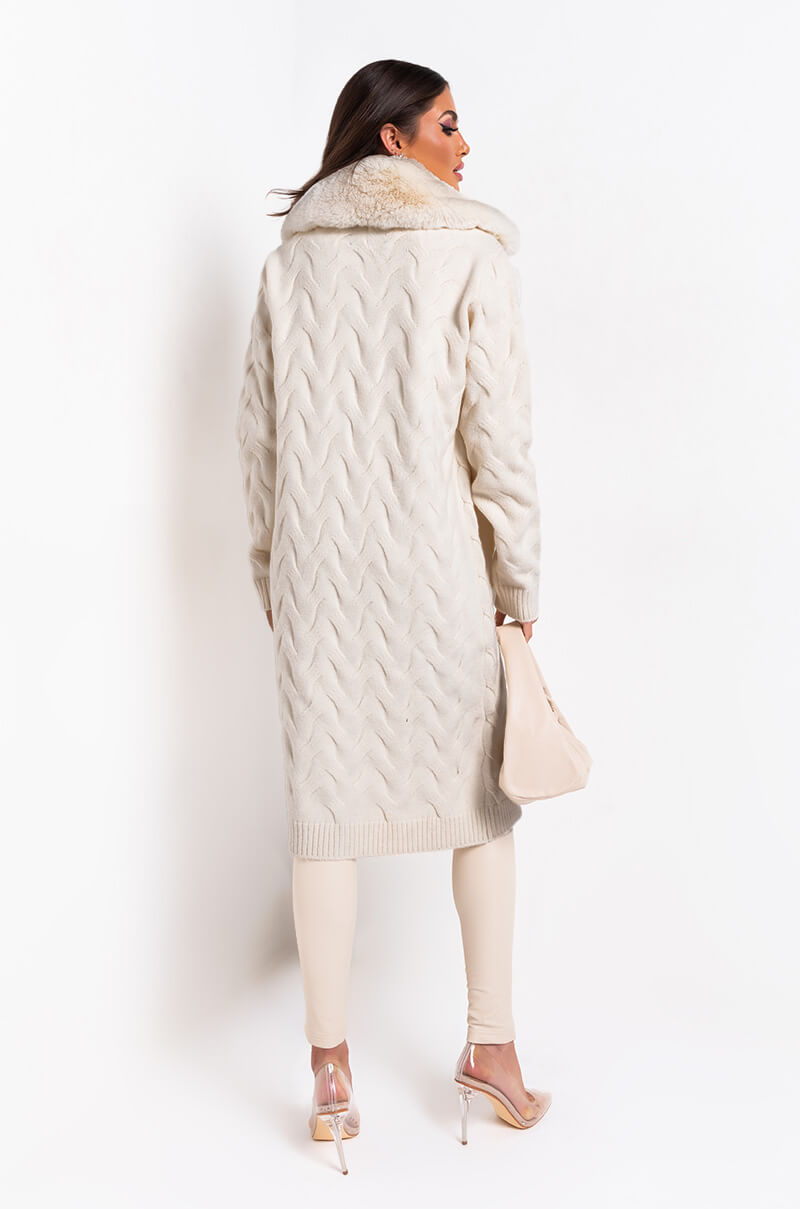 BABBS KNIT TRENCH WITH FAUX FUR LINING