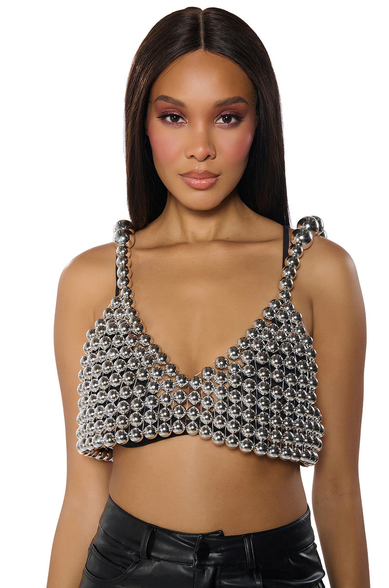 METALLIC BEADED BRA