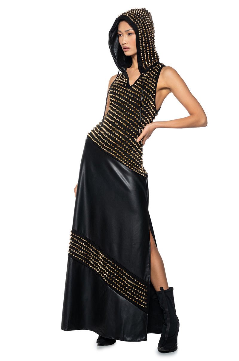 BONDI SPIKED HOODIE MAXI DRESS