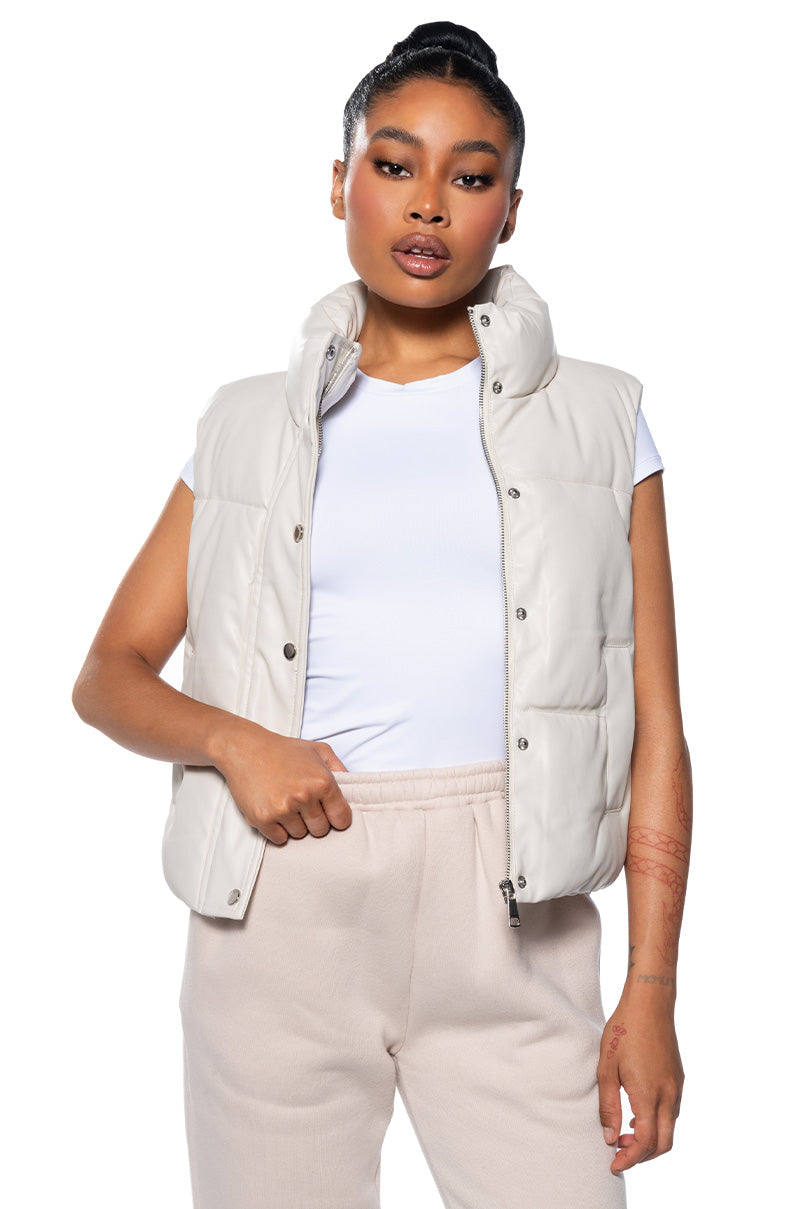 QUIT PLAYING PU PADDED PUFFER VEST