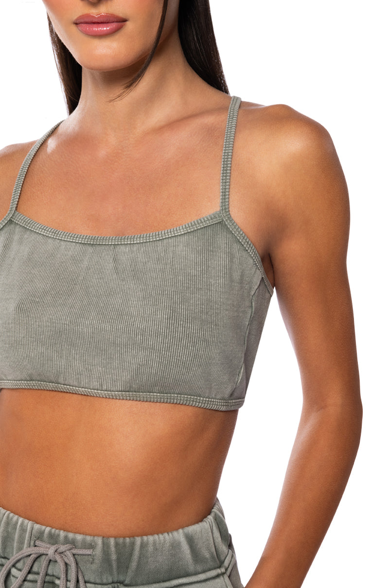 HERE COMES THE HURRICANE RIBBED KNIT BRALETTE