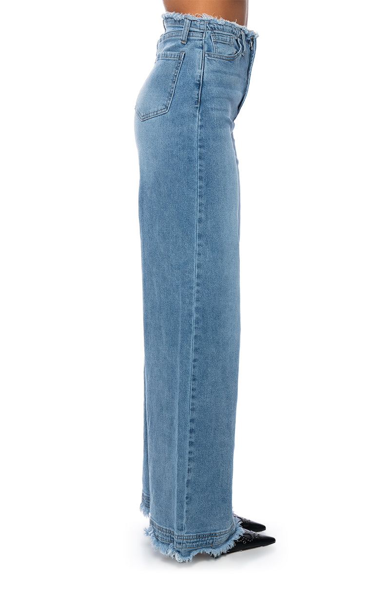 JULIE RAW WAISTBAND WIDE LEG JEAN