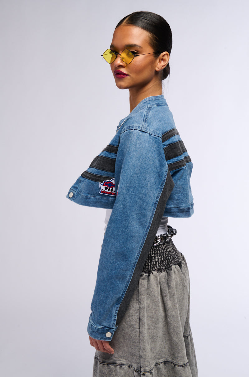 RACING QUEEN DENIM TWO IN ONE BOMBER