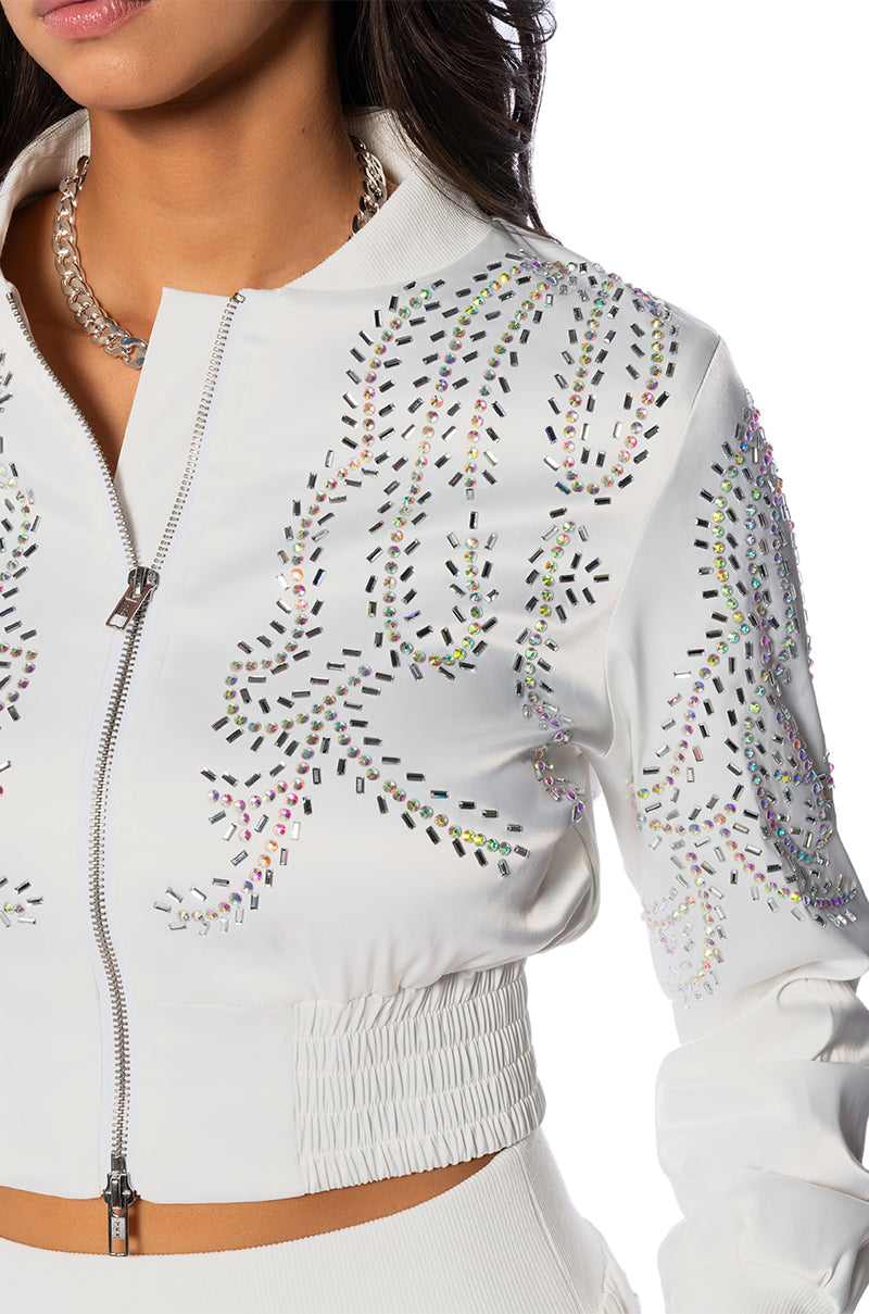 TALK FAST EMBELLISHED BOMBER