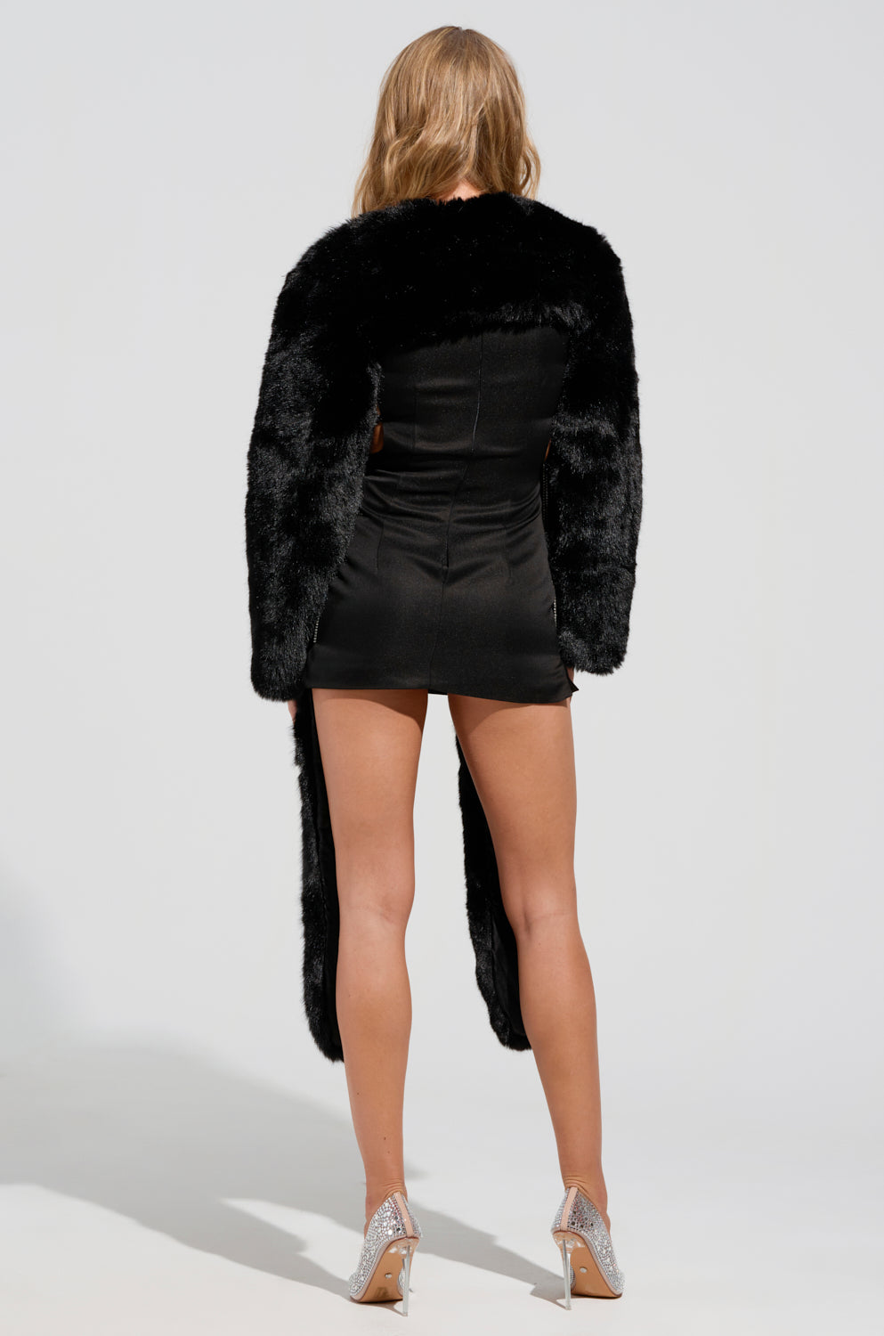 BUSINESS IN THE FRONT ASYMMETRICAL FUR BOLERO