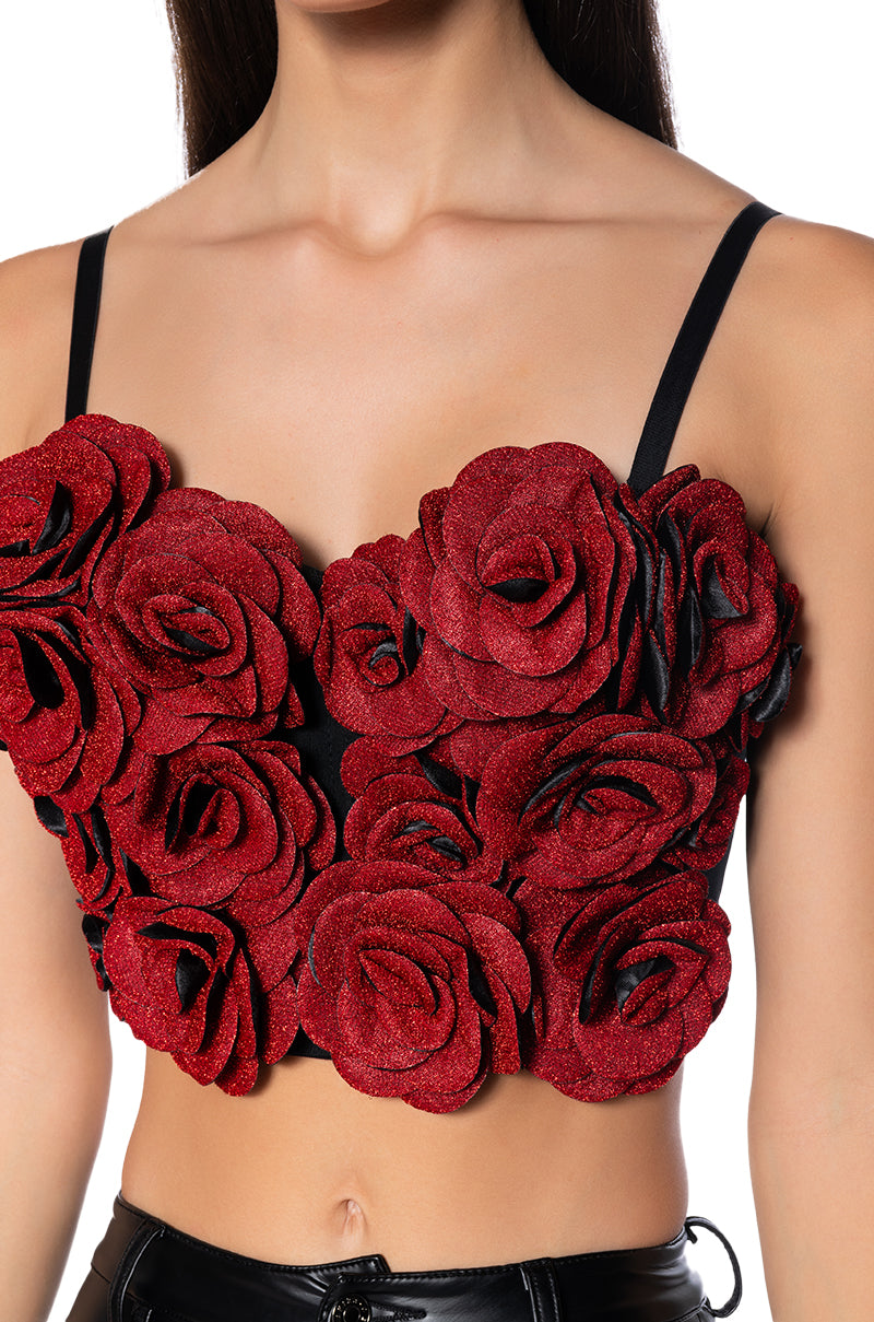 I WISH YOU WELL ROSE DETAIL CORSET TOP