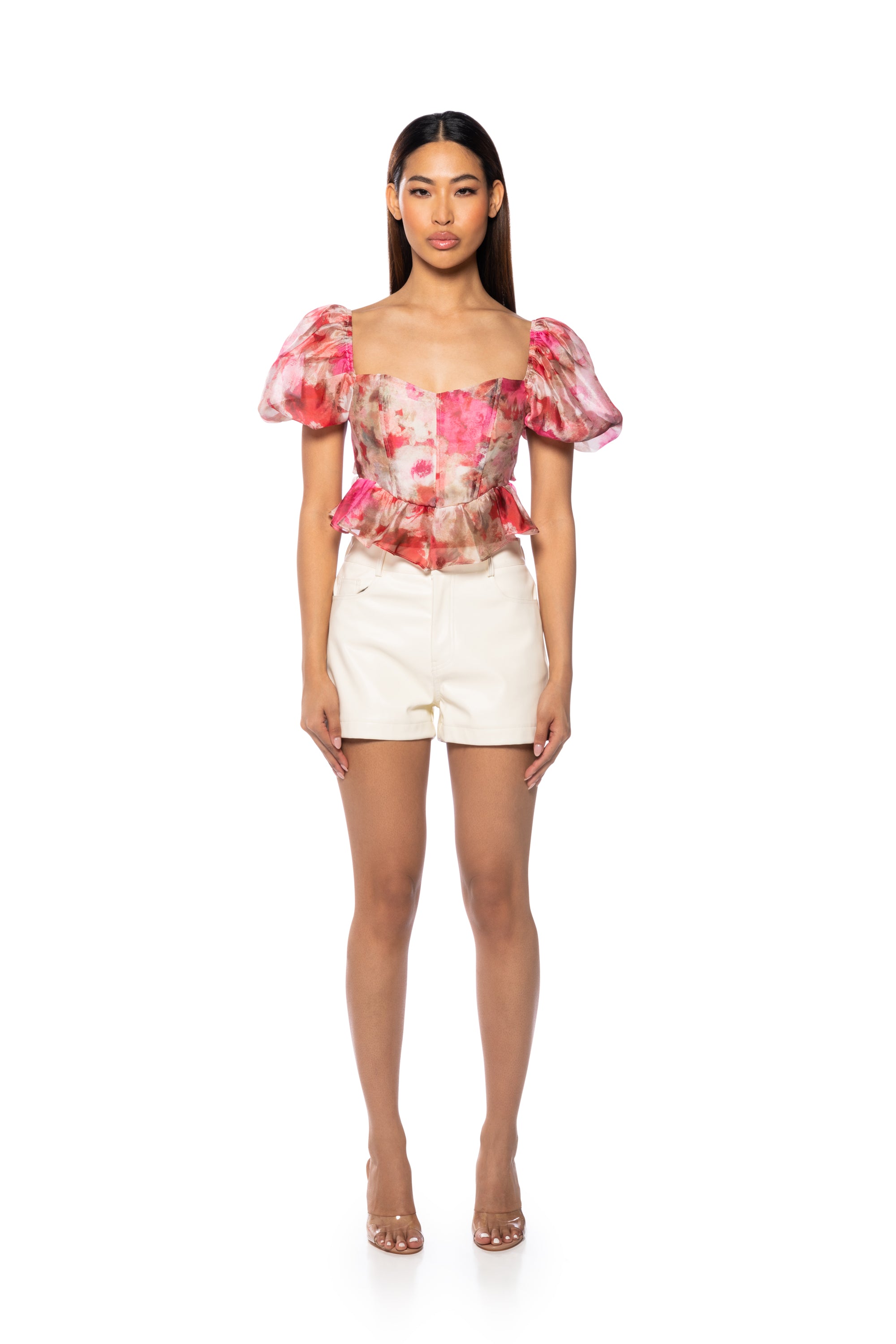 AMBER BREEZE FLORAL FLOUNCE TOP