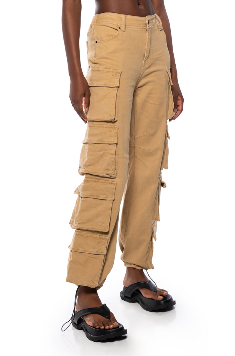 HERE TO STAY SIDE POCKET CARGO PANTS