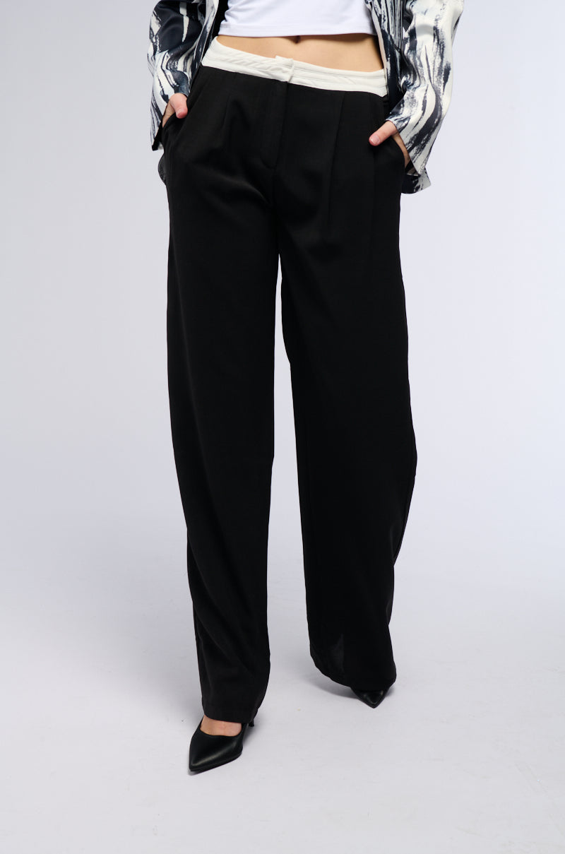 THAT GIRL CONTRAST WAIST TROUSER IN BLACK