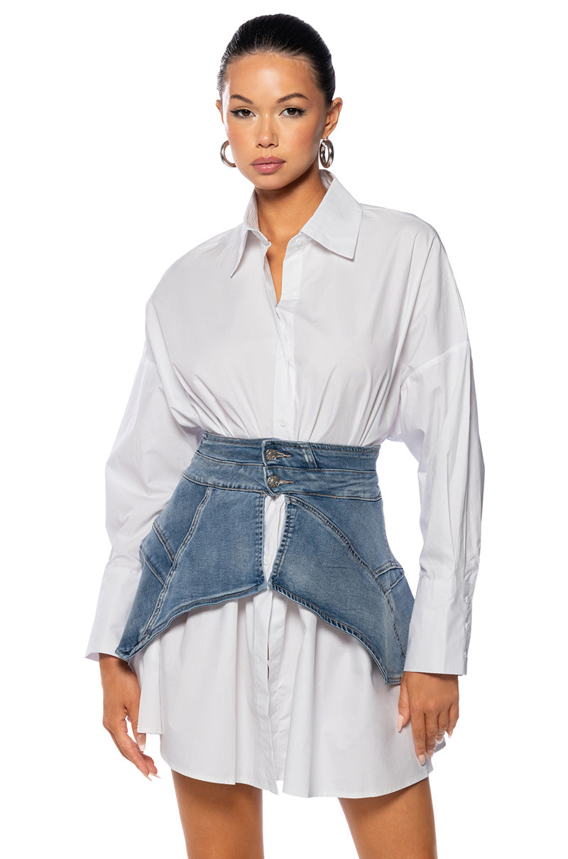 SOMETHIN EXTRA PEPLUM DENIM WAIST BELT