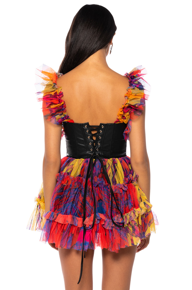 AVRIL MULTI COLOR TULLE MINI DRESS