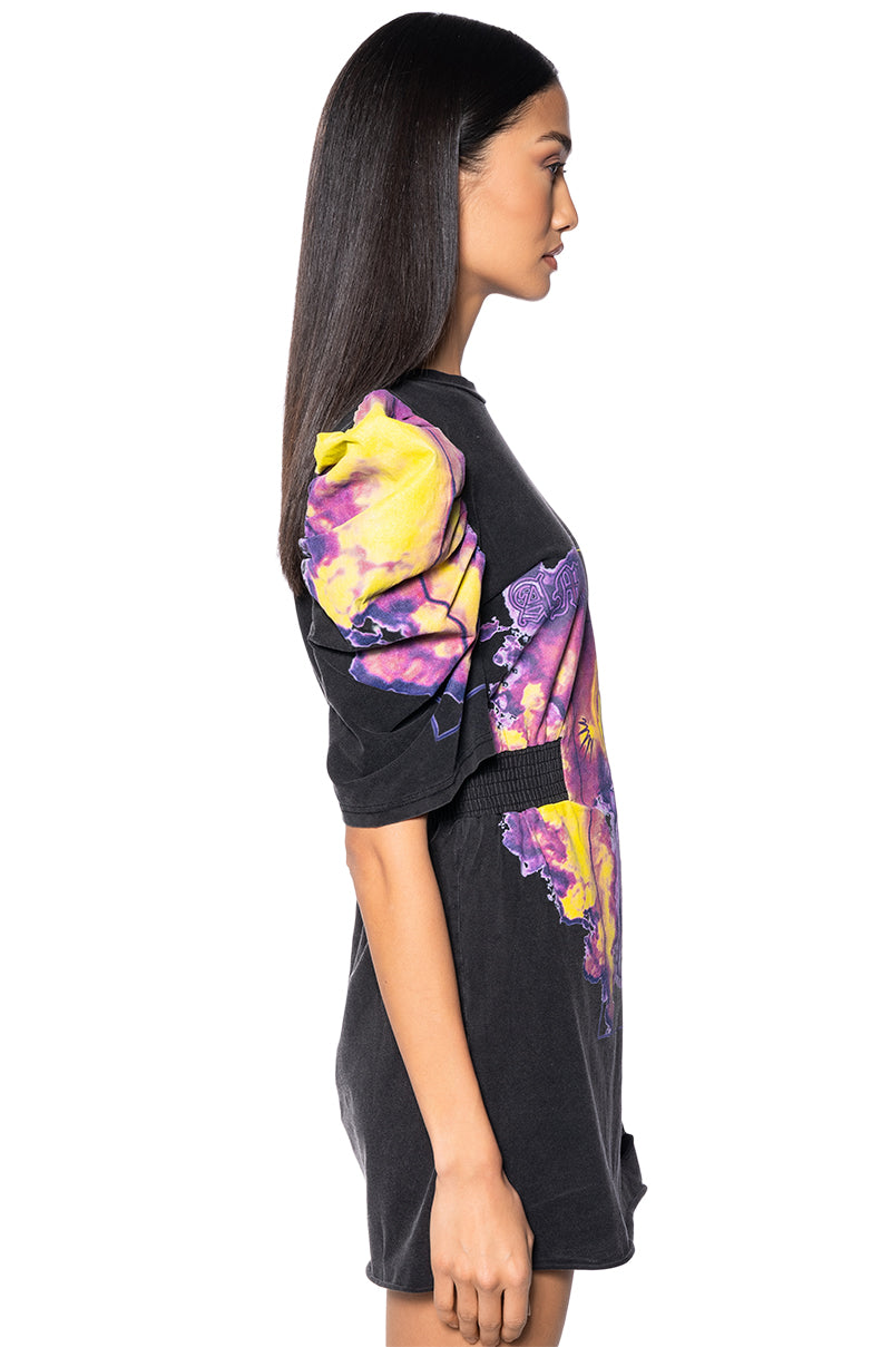 MI AMOR ABSTRACT PRINT TSHIRT DRESS