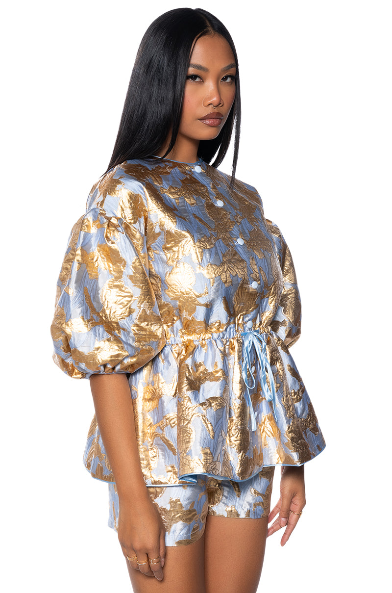 GILDED ROSES BROCADE BLOUSE