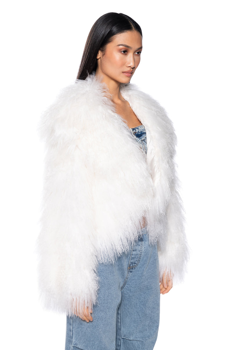 REAL MONGOLIAN FUR CROP JACKET