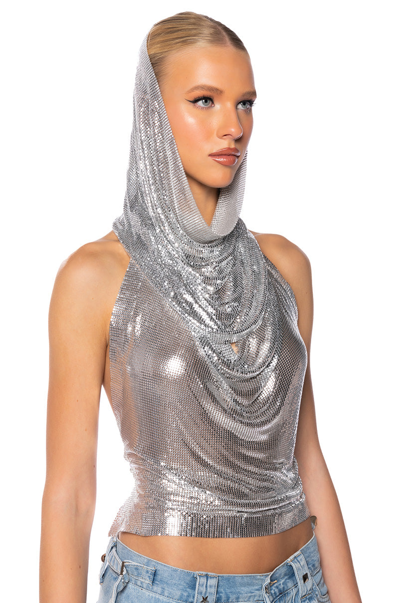 IN MY MIND HOODED CHAINMAIL TOP