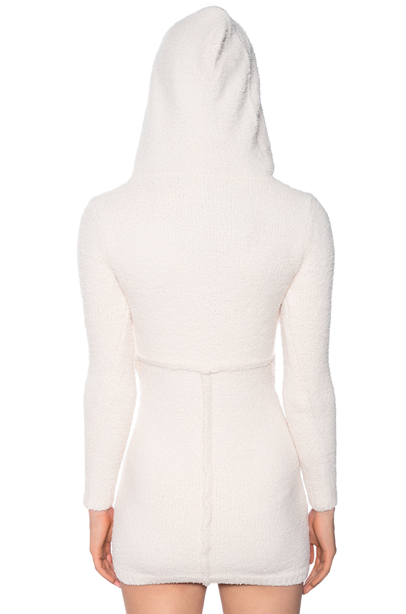 ON DND COZY KNIT HOODED MINI DRESS