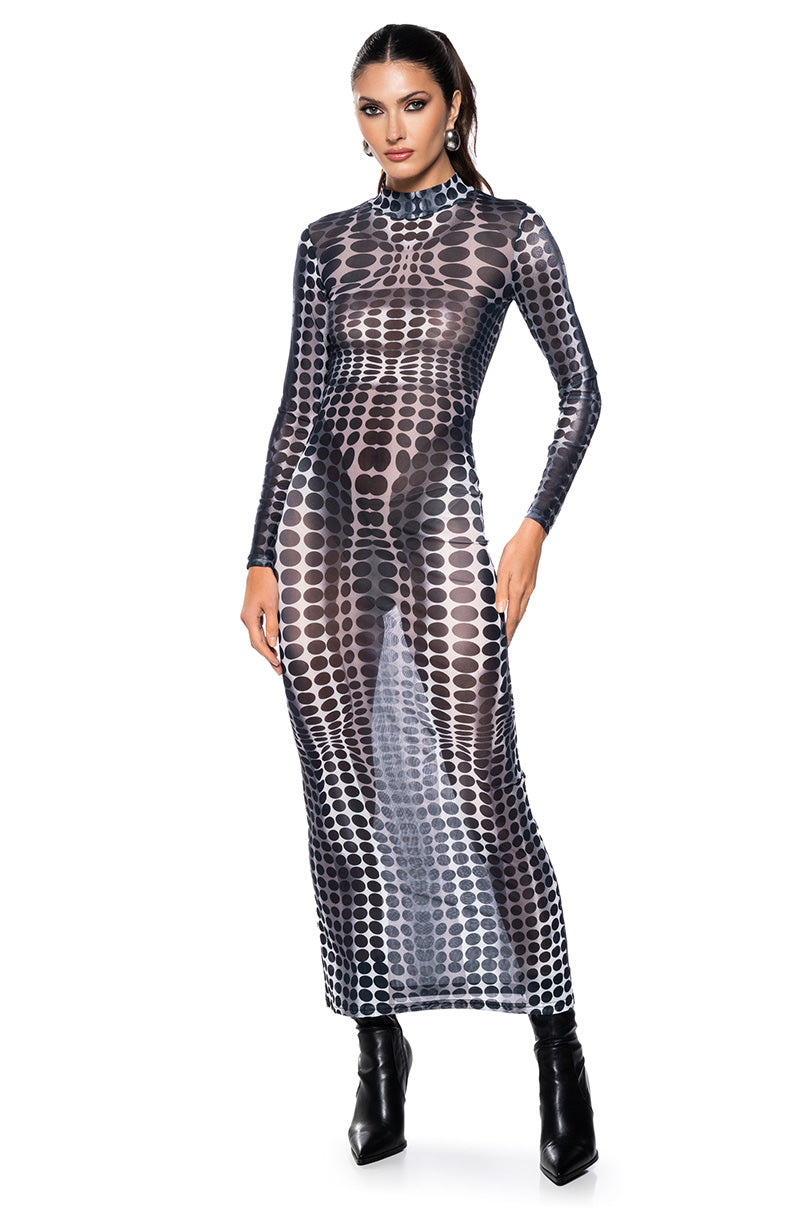 DOTTY MESH MAXI DRESS