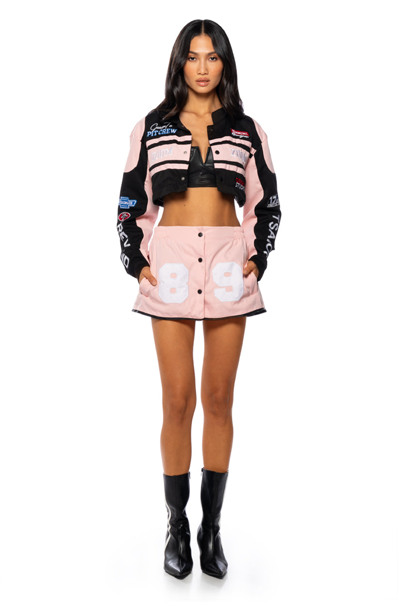 ZOOM ZOOM TWO IN ONE BOMBER SKIRT SET