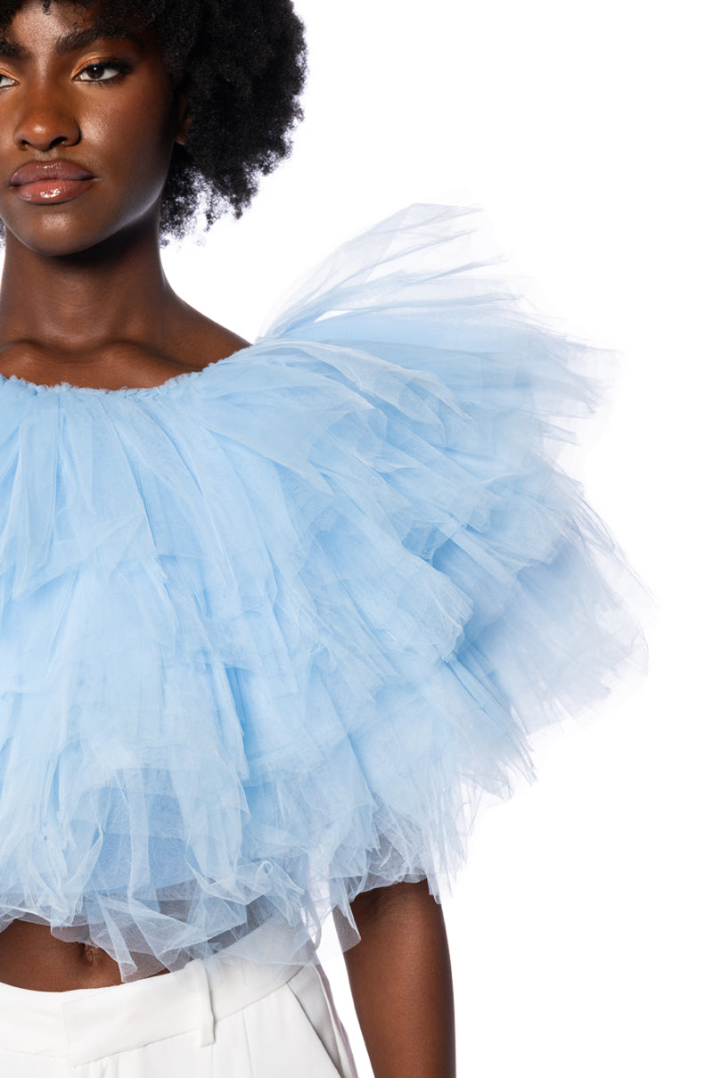 TURNING HEADS TEXTURED TULLE TOP