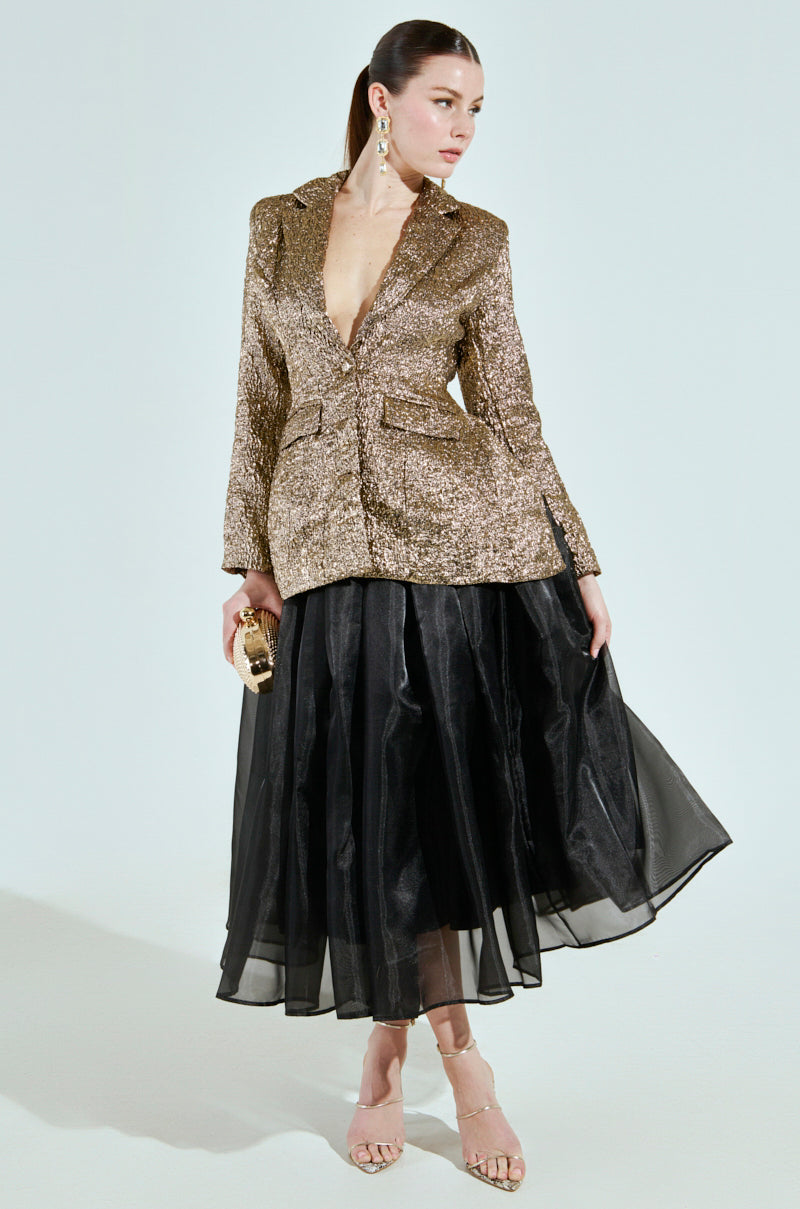 FINER THINGS BACKLESS BROCADE BLAZER