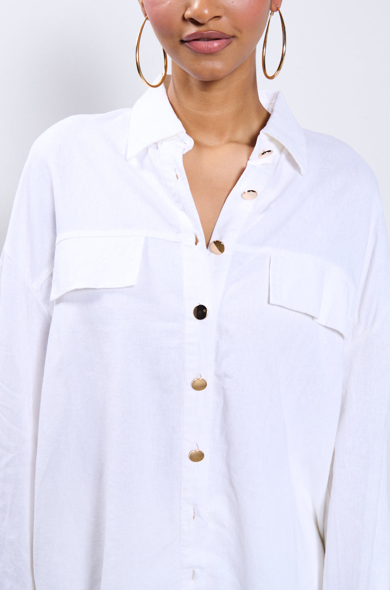 CHIC SUMMER LOOK LONG SLEEVE BUTTON DOWN