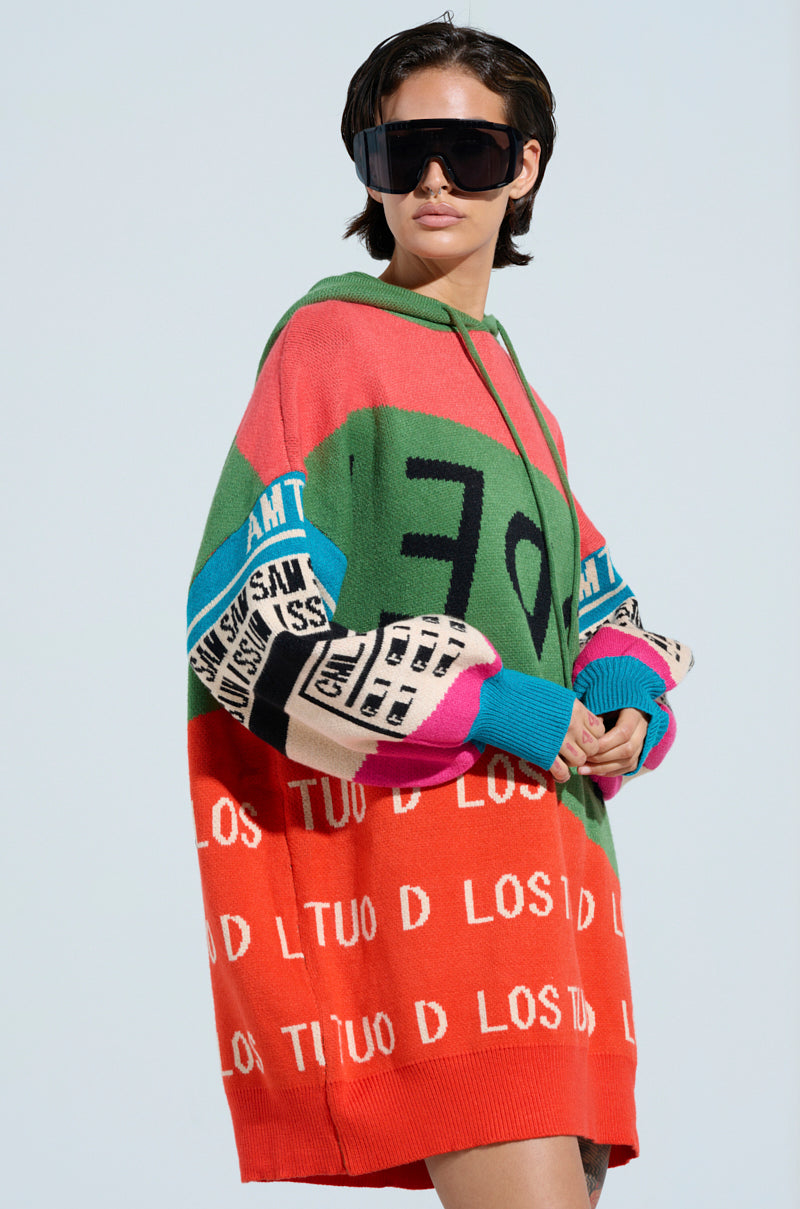 LOUD AND PROUD PULLOVER HOODED SWEATER DRESS