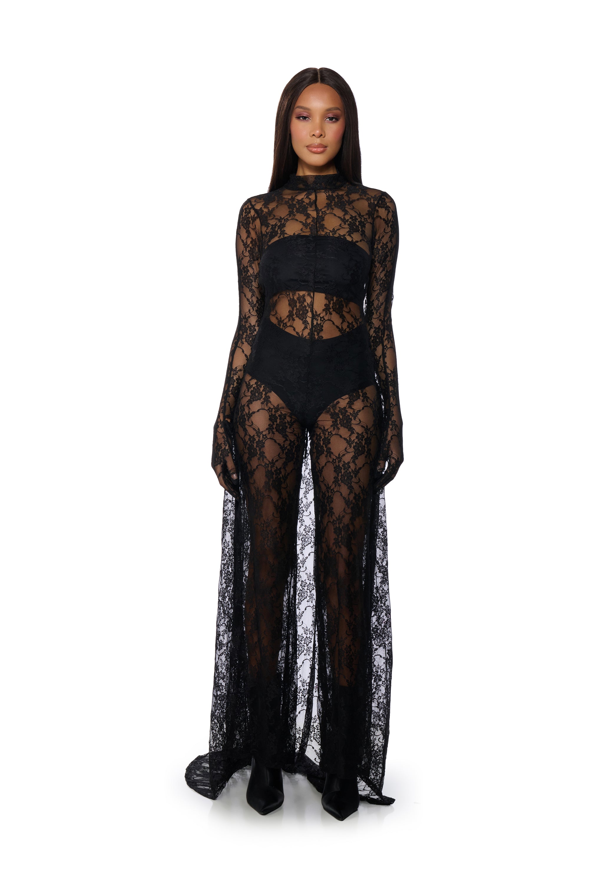 WORK THE ROOM LACE JUMPSUIT