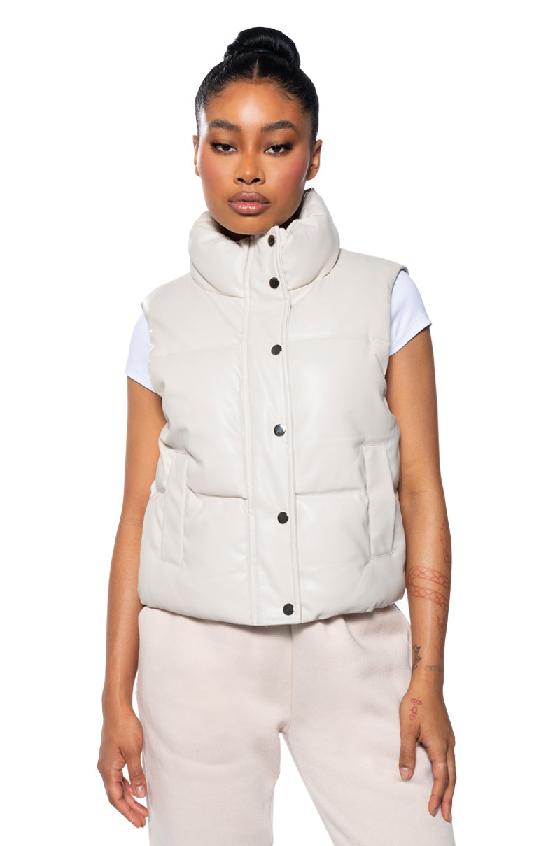 QUIT PLAYING PU PADDED PUFFER VEST