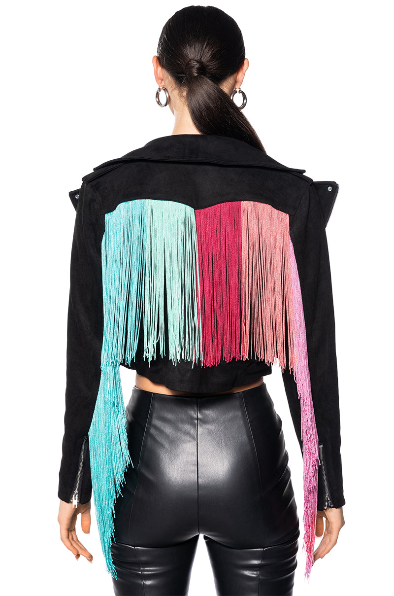 FRINGE BACK LIGHT WEIGHT MOTO JACKET