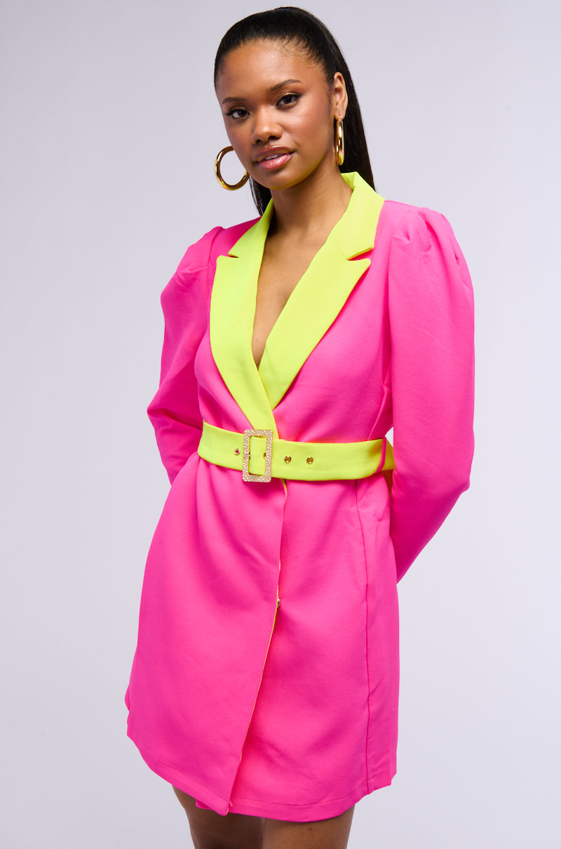 MAJOR THROWBACK NEON BLAZER DRESS