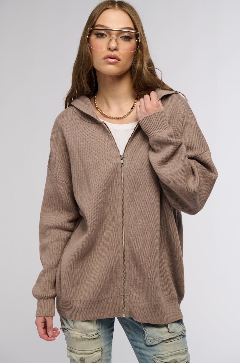 NOT SO BASIC FULL ZIP HOODED SWEATER