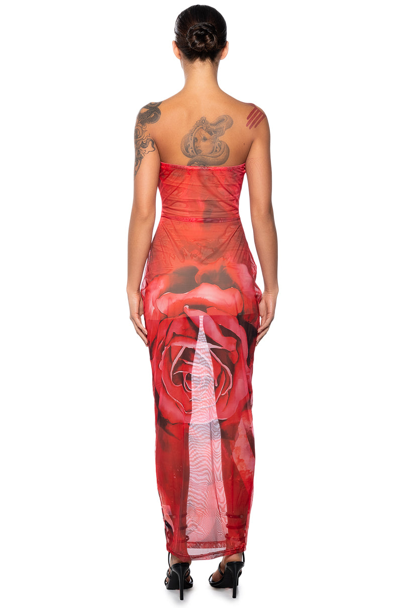 STOP AND SMELL THE ROSES MESH MAXI DRESS