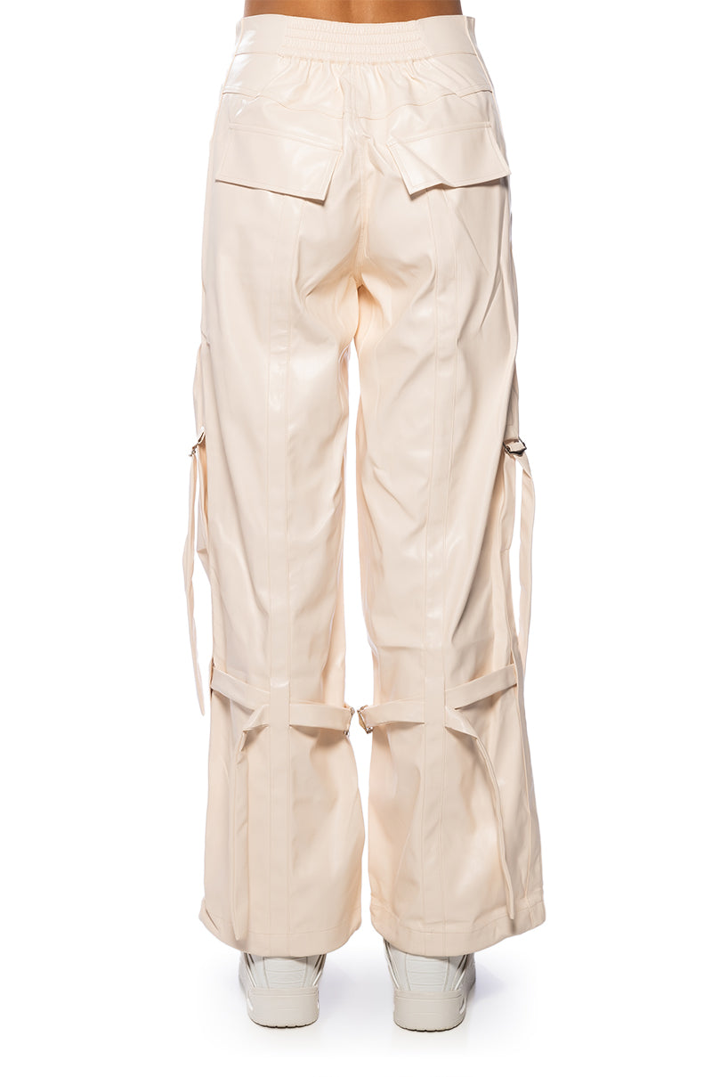 MOVING UP CARGO FAUX LEATHER PANT