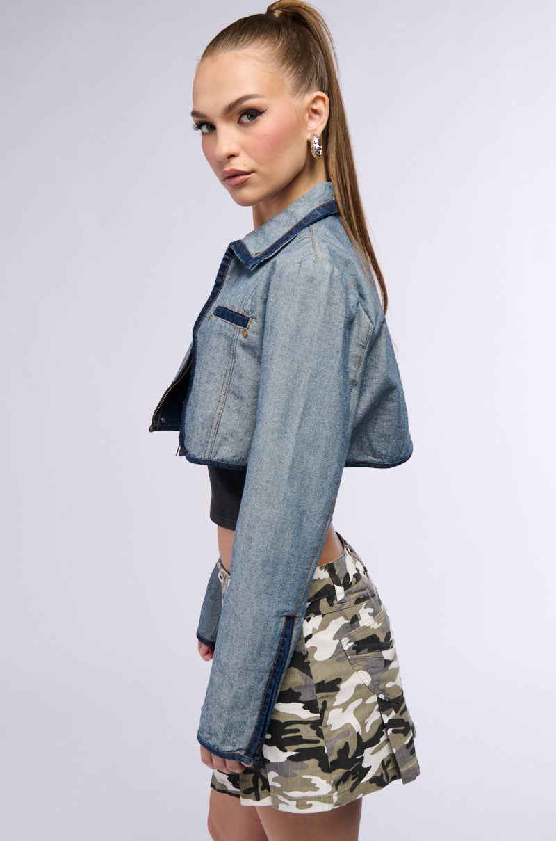 INSIDE OUT DENIM CROP JACKET