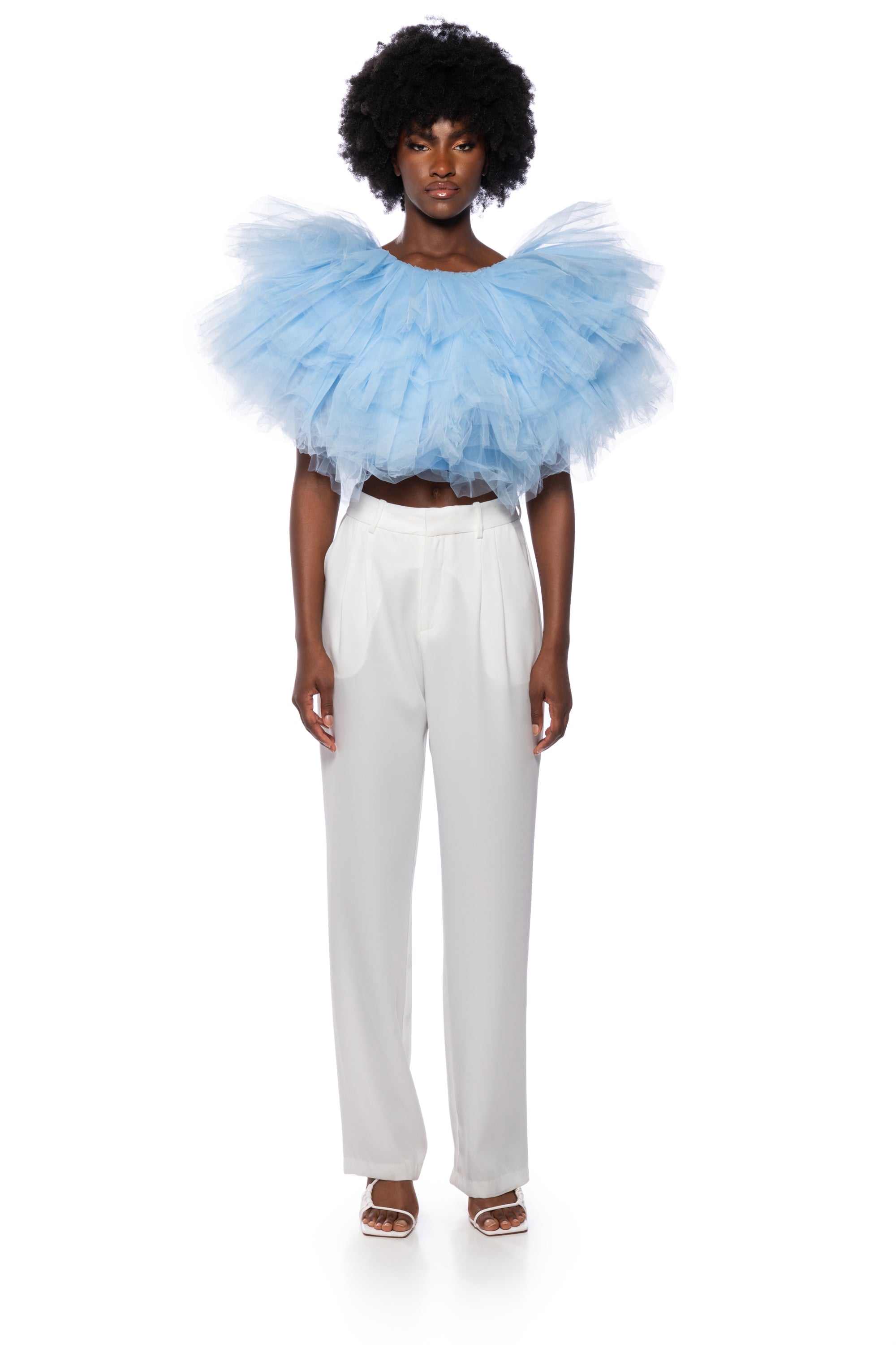 TURNING HEADS TEXTURED TULLE TOP