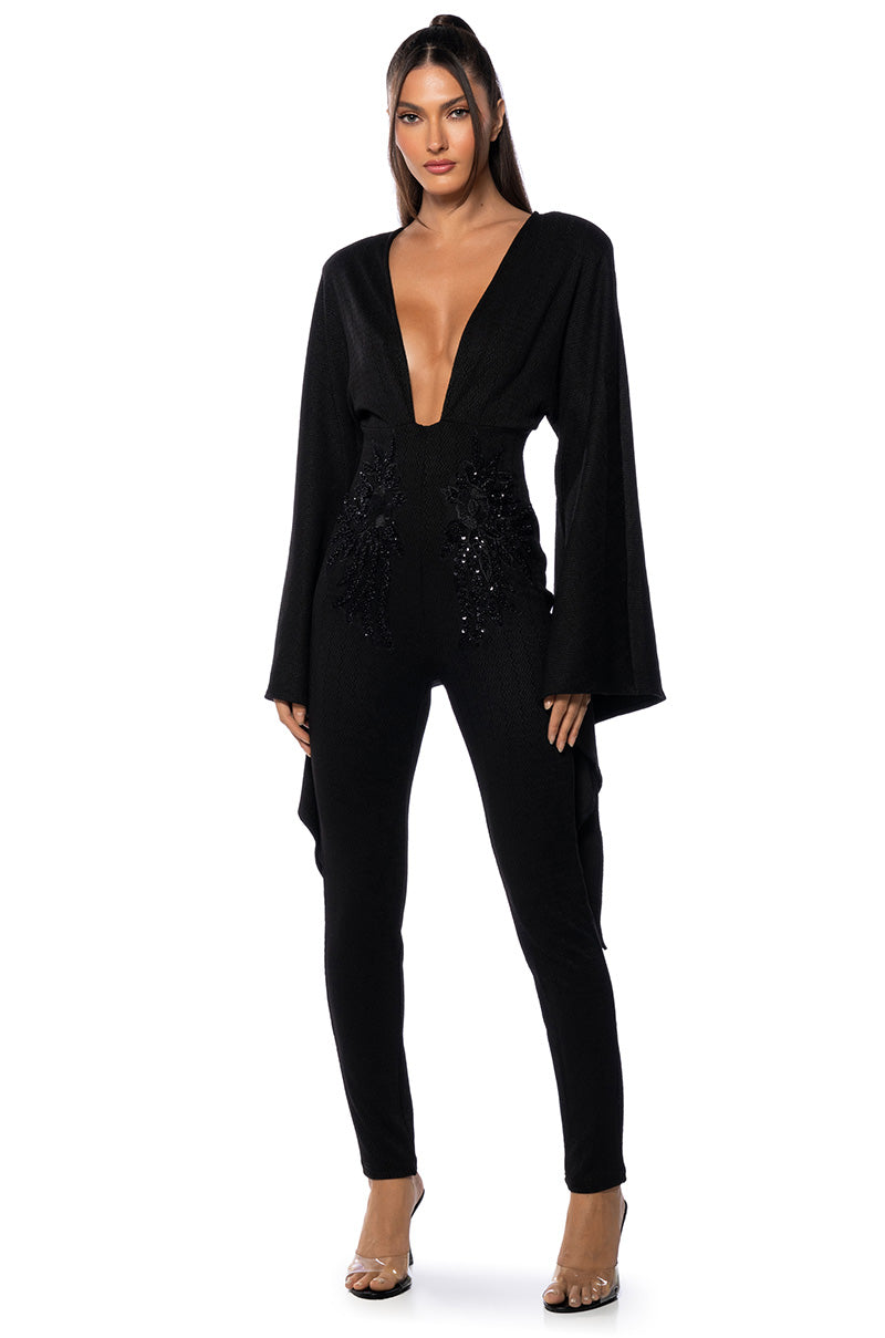 MARRY THE NIGHT LONG SLEEVE EMBELLISHED JUMPSUIT