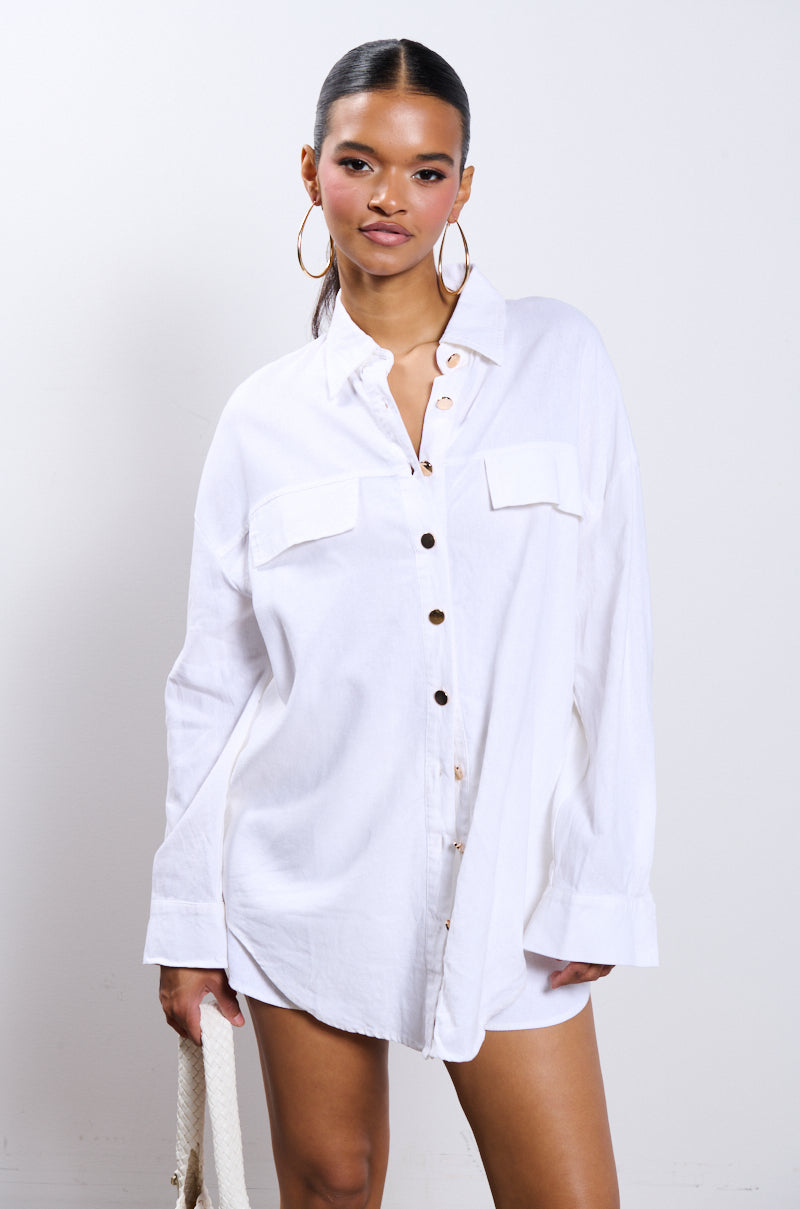 CHIC SUMMER LOOK LONG SLEEVE BUTTON DOWN