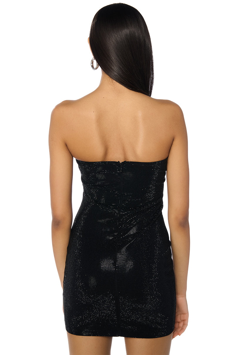 FANCY AND FUN RHINESTONE MINI DRESS IN BLACK