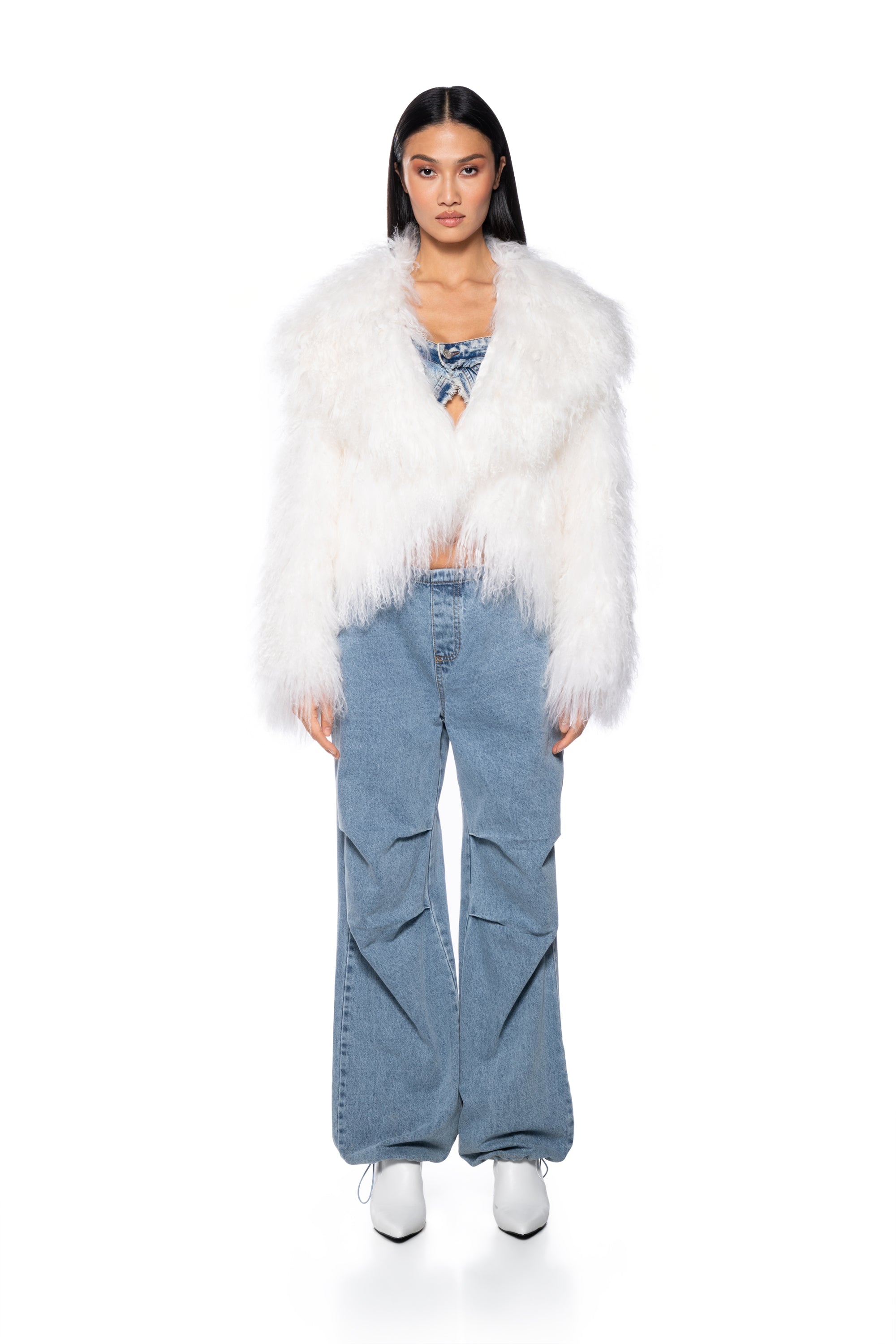 REAL MONGOLIAN FUR CROP JACKET