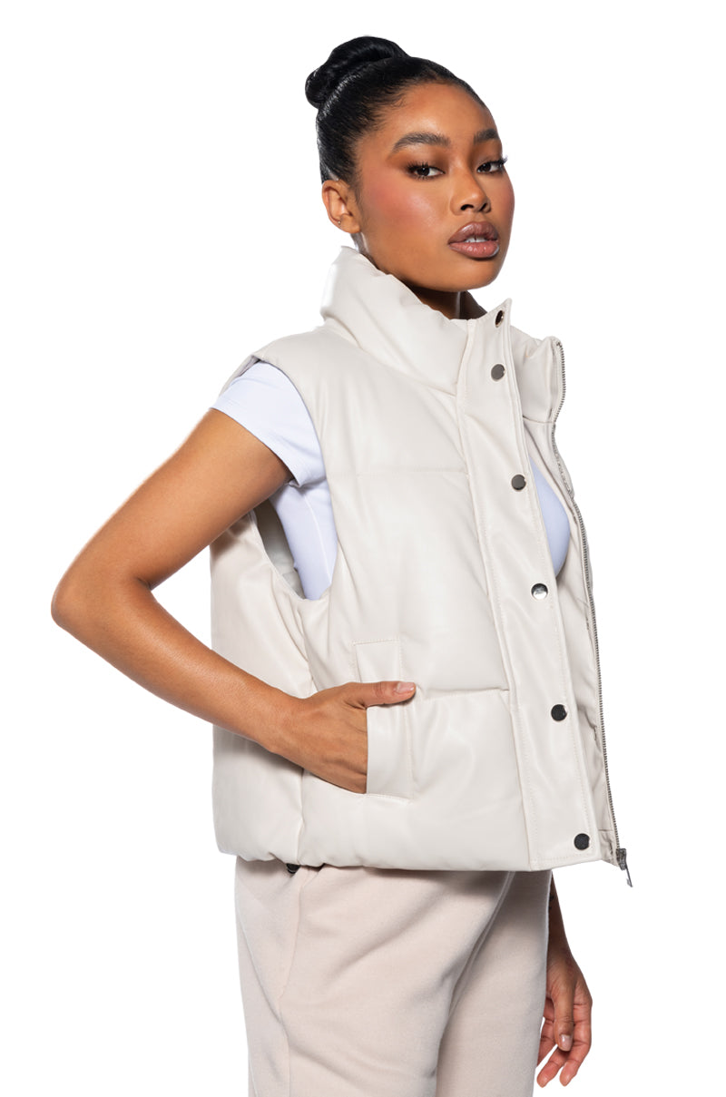 QUIT PLAYING PU PADDED PUFFER VEST