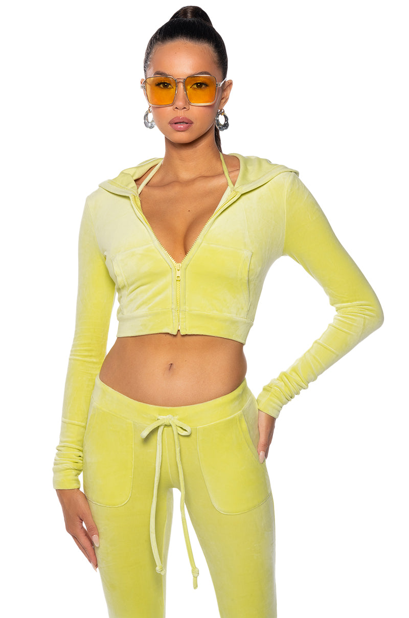 TYPICAL ATTITUDE ZIP UP HOODIE IN LIME