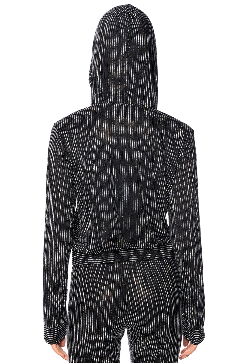 MARLOW EMBELLISHED MESH HOODIE