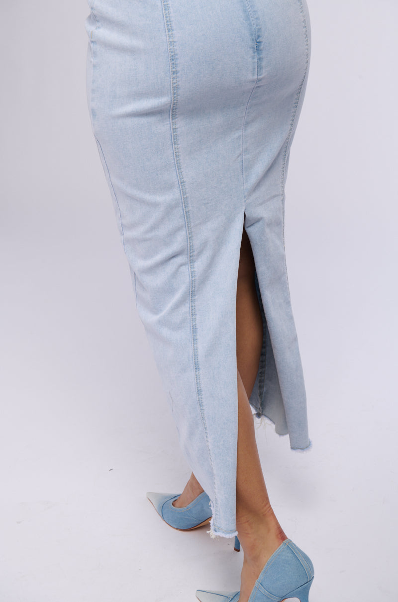 BABY ICE DENIM MAXI SKIRT