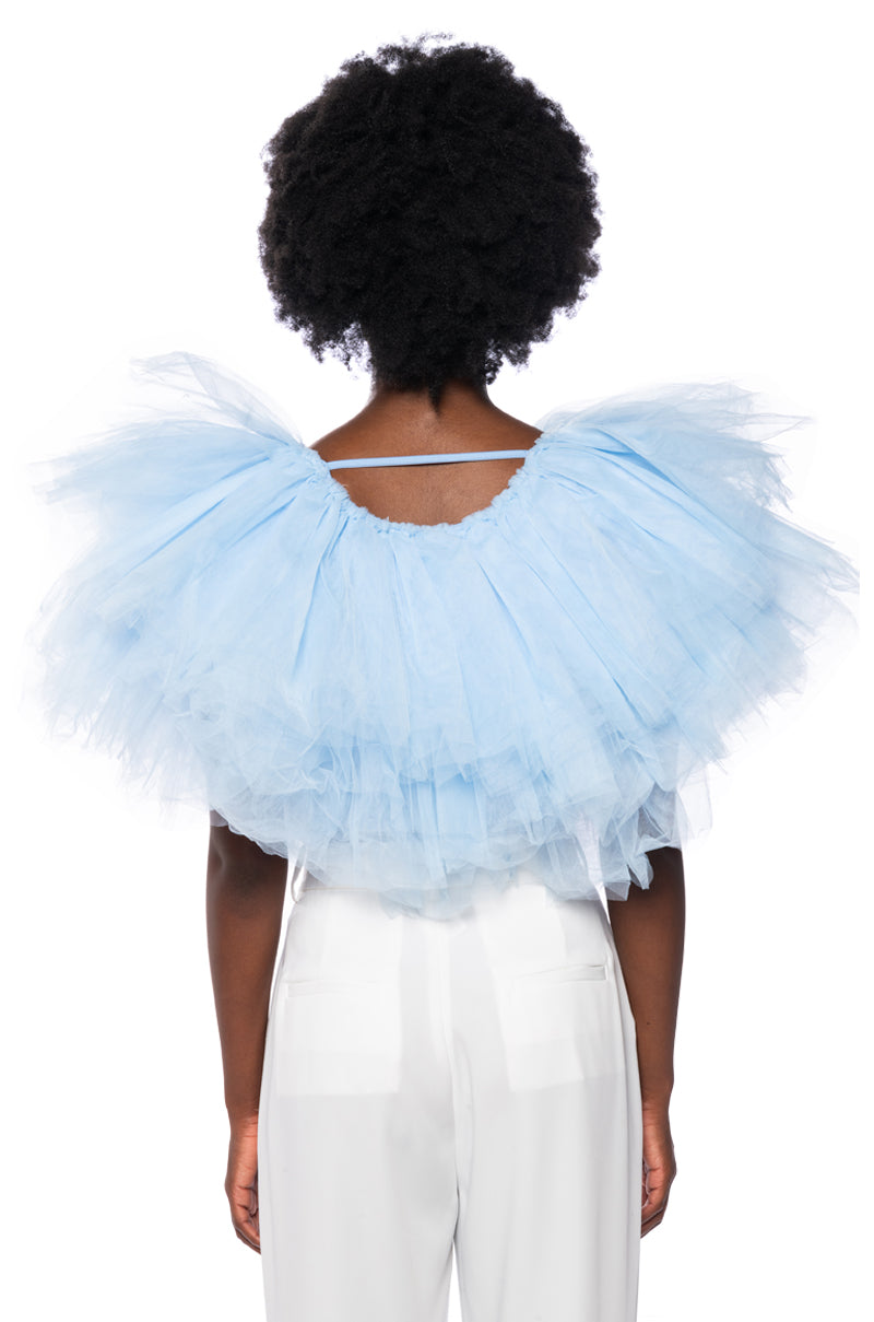 TURNING HEADS TEXTURED TULLE TOP